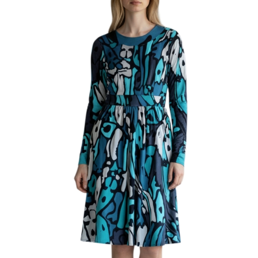 Issa London Silk Dress Size 4 Vibrant Abstract Psychedelic Long Sleeve Boho